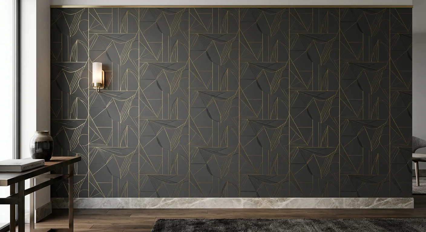 Luxus Tapete geometrisch mit Goldakzenten